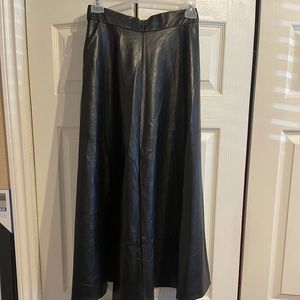 Vegan Leather flare midi skirt